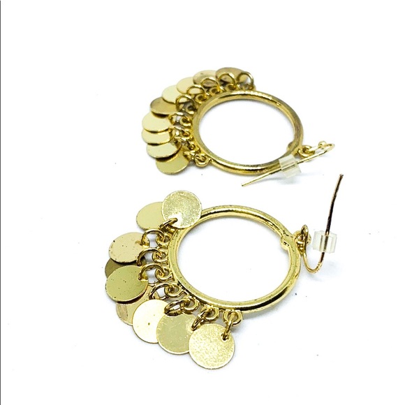 Rhinestone Gold Circle Drop Earring - Picture 3 of 5